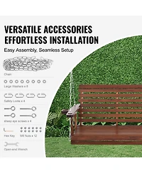 Cozito Wooden Porch Swing 5.5 feet with Cup Holders, Steel Chains and Cedar Wood Seat