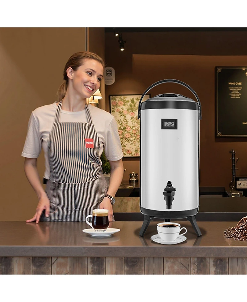 Cozito Insulated Beverage Dispenser, 2.4 Gal 9.2L Stainless Steel Server with Display