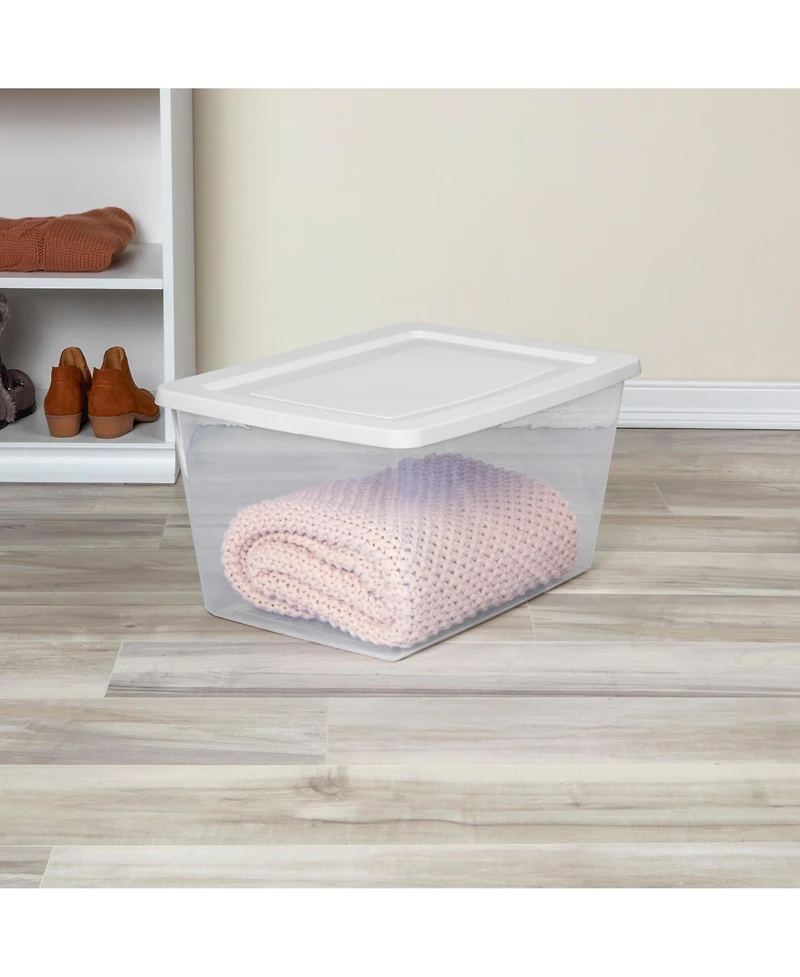 Sterilite 58 Quart Storage Boxes, Clear Plastic Containers with Lid, Set of 12