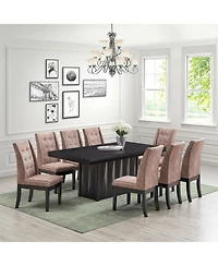 Kings Brand Furniture Set of 2 Tufted Parsons Dining Chairs Faux Leather Upholstery, Cappuccino Wood Legs