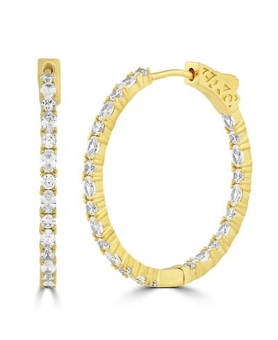 Simona Radiant Round and Oval Inside-Outside Cz Hoop Earrings