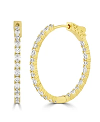 Simona Radiant Round and Oval Inside-Outside Cz Hoop Earrings