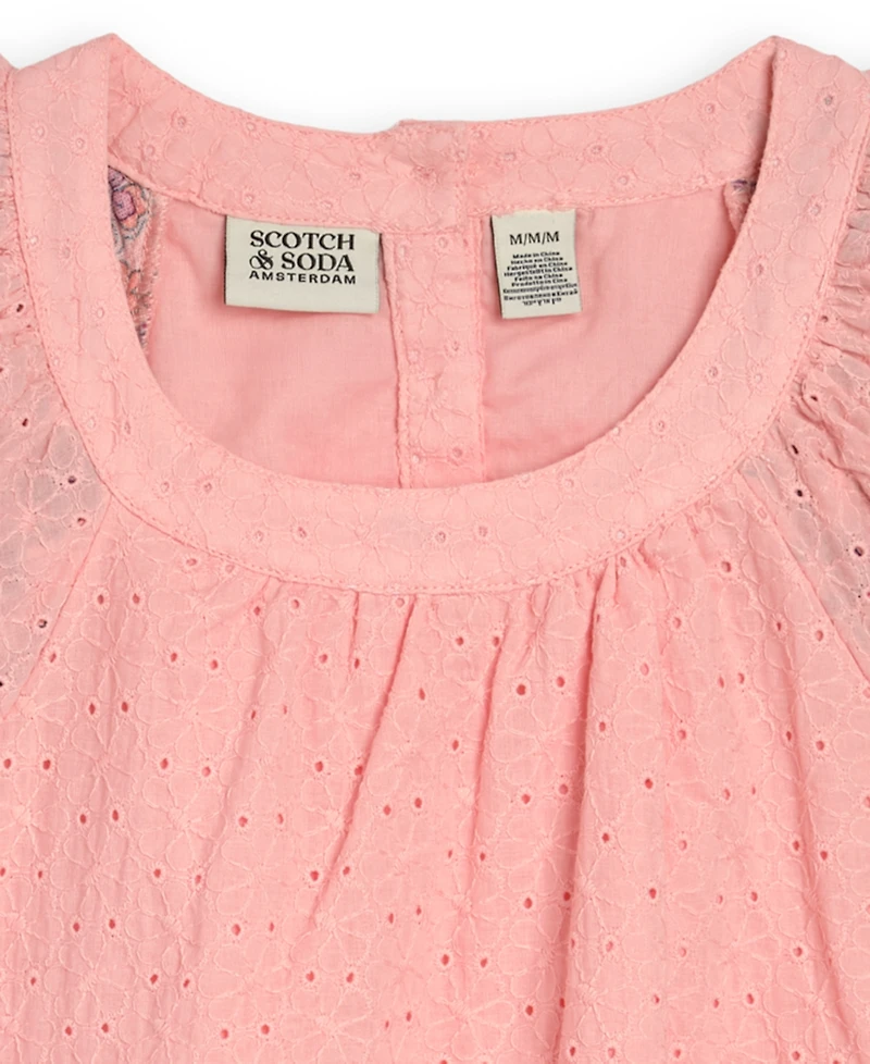 Scotch & Soda Girls' 4-6X Eyelet Ruffle Top and Tiered Skirt, 2-Piece Set