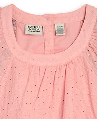Scotch & Soda Girls' 4-6X Eyelet Ruffle Top and Tiered Skirt, 2-Piece Set