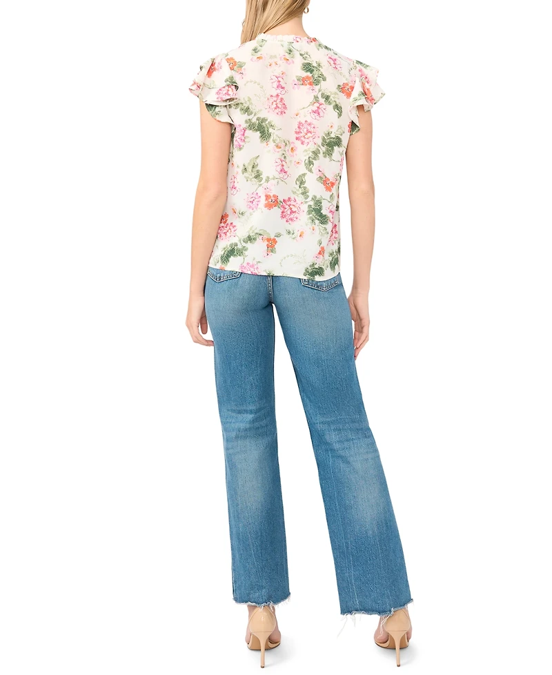 Sam & Jess Women's V-Neck Ruffle-Sleeve Top