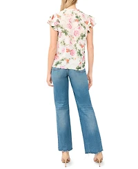 Sam & Jess Women's V-Neck Ruffle-Sleeve Top
