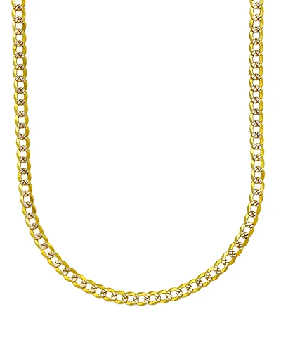 18" Two-Tone Open Curb Link Chain Necklace (3-1/6mm) in Solid 14k Gold & White Gold