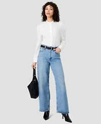 French Connection Women's Cambria Crewneck Button-Front Top