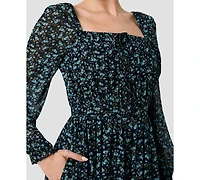 French Connection Women's Marina Square Neck Long-Sleeve Maxi Dress