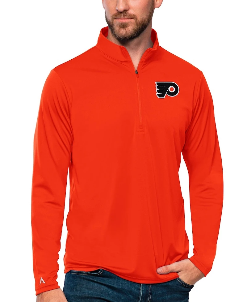 Antigua Men's Orange Philadelphia Flyers Tribute Quarter-Zip Pullover Sweatshirt