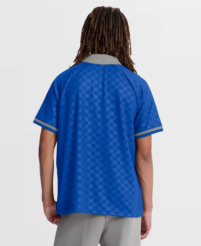 Fanatics Men's Blue/Gray Detroit Lions Homerun Raglan V-Neck Polo Shirt