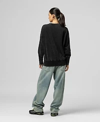 Mitchell & Ness Women's Black Seattle Seahawks Delineate Mineral Wash Crewneck Sweatshirt