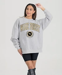Gameday Couture Women's Ash Wake Forest Demon Deacons Oversized Tradition Refined Premium Fleece Sweatshirt