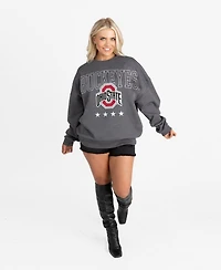 Gameday Couture Women's Charcoal Ohio State Buckeyes Oversized Rising Stars Premium Fleece Drop Shoulder Sweatshirt