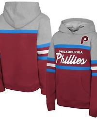 Mitchell & Ness Big Boys and Girls Red/Grey Philadelphia Phillies Cooperstown Head Coach Pullover Hoodie