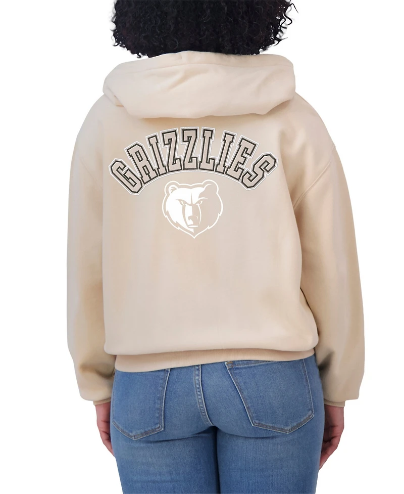 Wear by Erin Andrews Women's Cream Memphis Grizzlies Plus Tonal Felt Patch Full-Zip Hoodie
