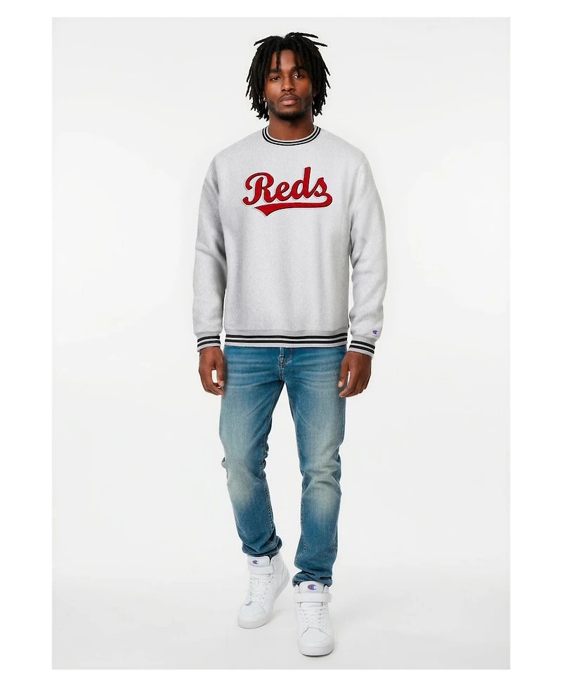 Champion Men's Heather Gray Cincinnati Reds Reverse Weave Sweatshirt