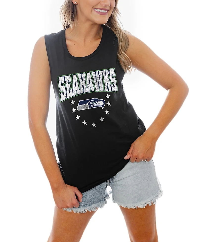 Gameday Couture Women's Black Seattle Seahawks Baby You're A Star Racerback Scoop Neck Tapered Tank Top
