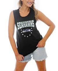 Gameday Couture Women's Black Seattle Seahawks Baby You're A Star Racerback Scoop Neck Tapered Tank Top