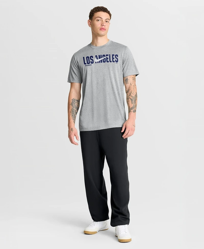 Nike Men's Heather Gray Los Angeles Dodgers Swoosh Legend Dri-fit T-Shirt