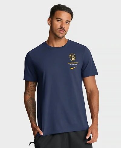 Nike Men's Navy Milwaukee Brewers Primetime 2-Hit T-Shirt