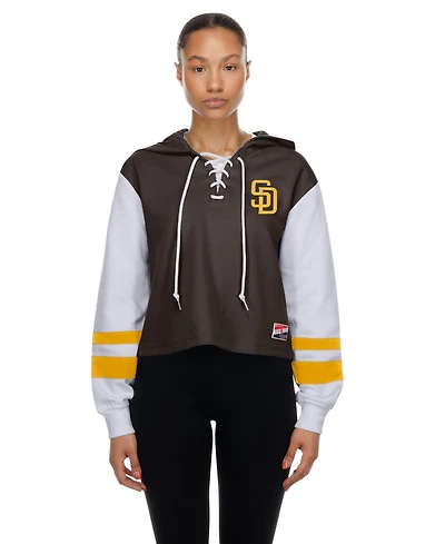 New Era Women's Brown San Diego Padres Boxy Lace-Up Hoodie