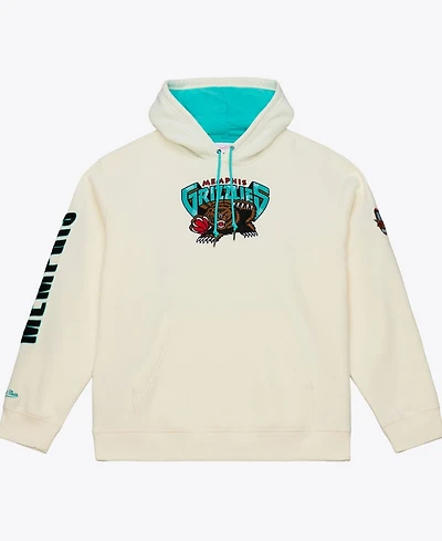 Mitchell & Ness Men's Cream Memphis Grizzlies Hardwood Classics Chainstitch Premium Fleece Hoodie