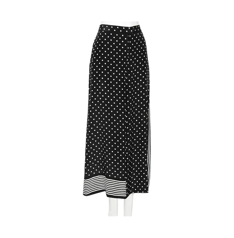 Pre-Owned Stella Mccartney Women's Monochrome Polka Dotted Silk Wide Leg Pants