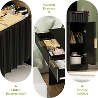 Aheaplus Vanity Desk with Mirror and 3 Color Lights, Makeup Drawers