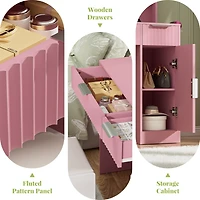 Aheaplus Vanity Desk with Mirror and 3 Color Lights, Makeup Drawers