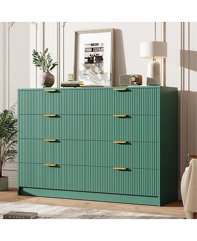 homfan Modern 8-Drawer Fluted Dresser, 54" Wide Chest with Metal Handles, Multifunctional Storage for Bedroom Living Room