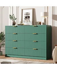homfan Modern 8-Drawer Fluted Dresser, 54" Wide Chest with Metal Handles, Multifunctional Storage for Bedroom Living Room