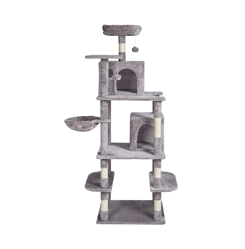 Ruie 68.5 Inch Multi Level Cat Tree with 2 Condos Hammock and Sisal Posts