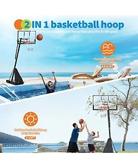 Xo 52" Basketball Hoop System, 4.9-10FT Adjustable Height, Shatterproof Pc Backboard, Portable with Wheels for Backyard Driveway