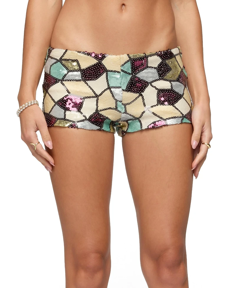 Edikted Women's Tatianna Mixed Sequin Micro Shorts