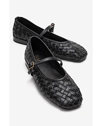 Forever & Always Shoes Women's Yevora Leather Woven Strap Ballet Flat