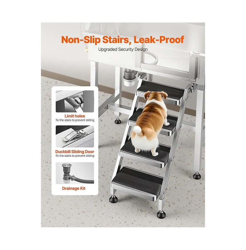 Ruie 34 inch Stainless Steel Dog Washing Station for Small to Medium Breeds