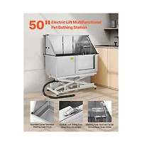 Ruie Electric Lift Dog Grooming Tub 50 inch Stainless Steel with Drain Board Right Door