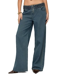 Edikted Women's Braidey Low Rise Baggy Jeans