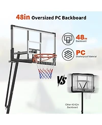 Xo 48" Portable Basketball Hoop, Height Adjustable System with Shatterproof Backboard, Mobile Wheels Base for Backyard Driveway Indoor