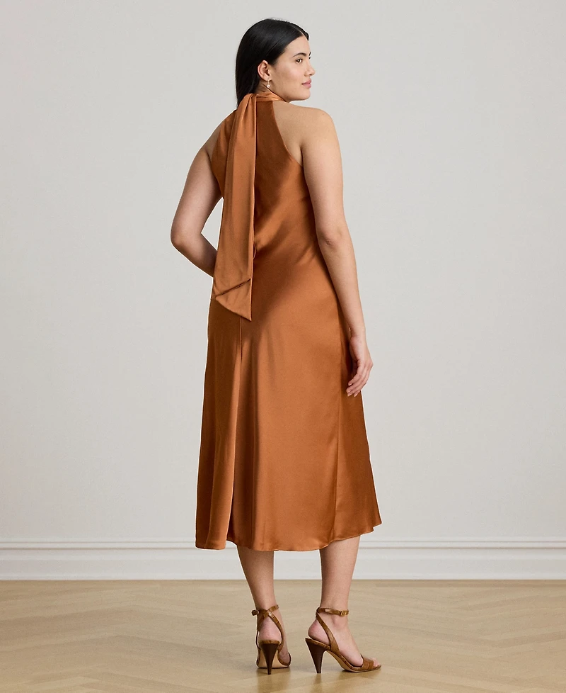 Lauren Ralph Women's Tie-Back Charmeuse Halter Cocktail Dress