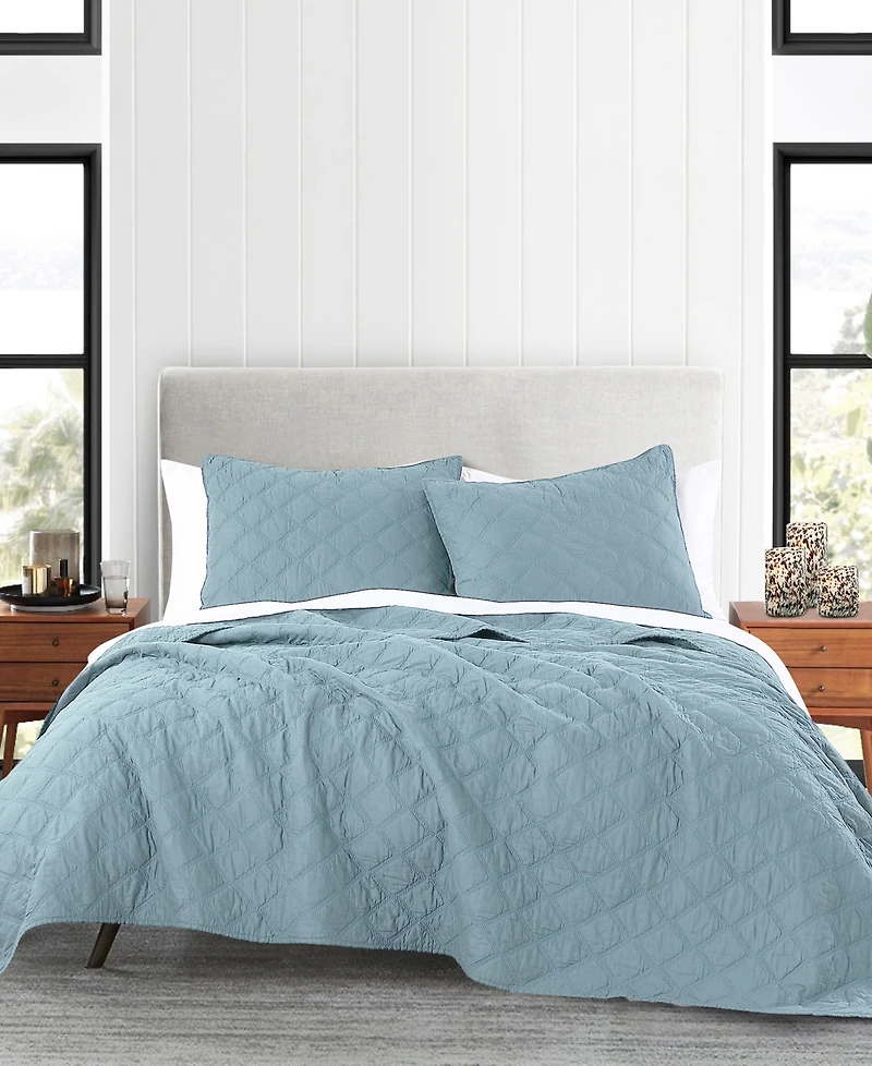 Anne Klein Diamond Cotton 3-Piece Quilt Set, Full/Queen