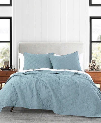Anne Klein Diamond Cotton 3-Piece Quilt Set, Full/Queen