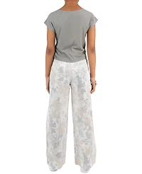 Tween Diva Girls' 7-16 Rib Knit T-Shirt and Printed Twill Pant, 2-Piece Set