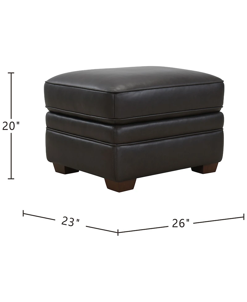 Gaspare 26" Leather Ottoman, Macy's Exclusive
