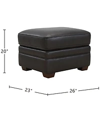 Gaspare 26" Leather Ottoman, Macy's Exclusive