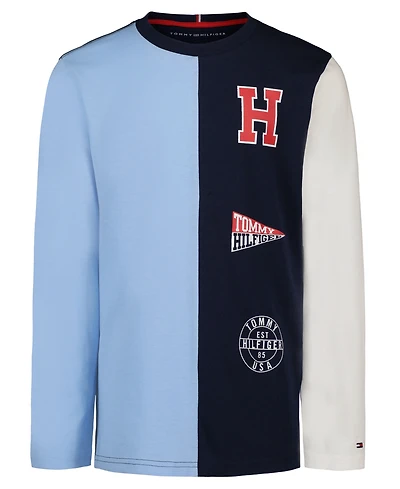 Tommy Hilfiger Boys' 8-20 Color-Block Logo Long-Sleeve T-Shirt