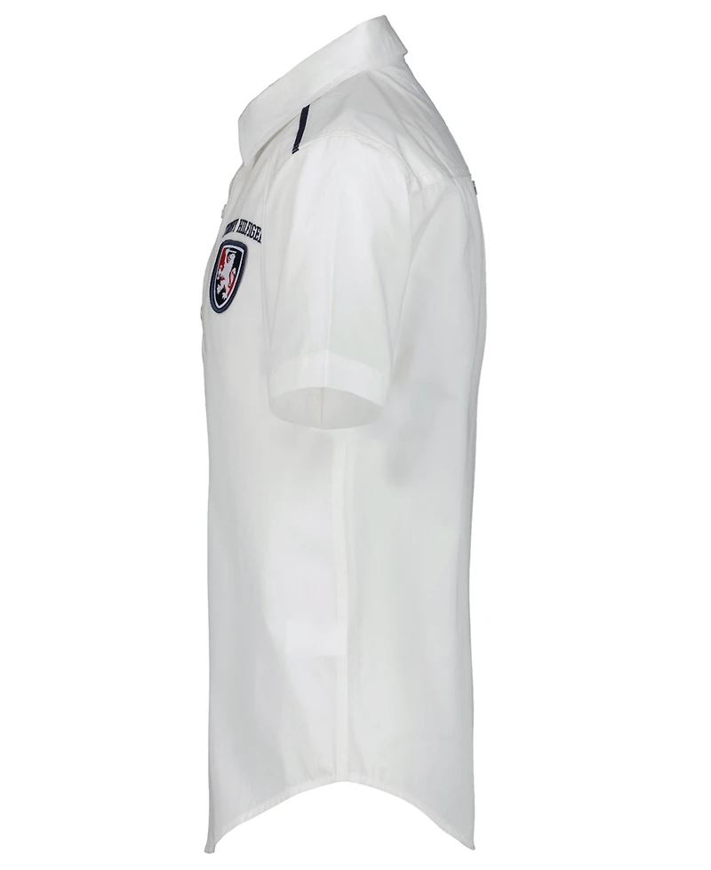 Tommy Hilfiger Boys' 8-20 Logo Short-Sleeve Button-Front Shirt