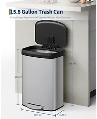 Gaomon Step-on Kitchen Stainless Steel Trash Can, Trash Bin with Soft-Close Lid