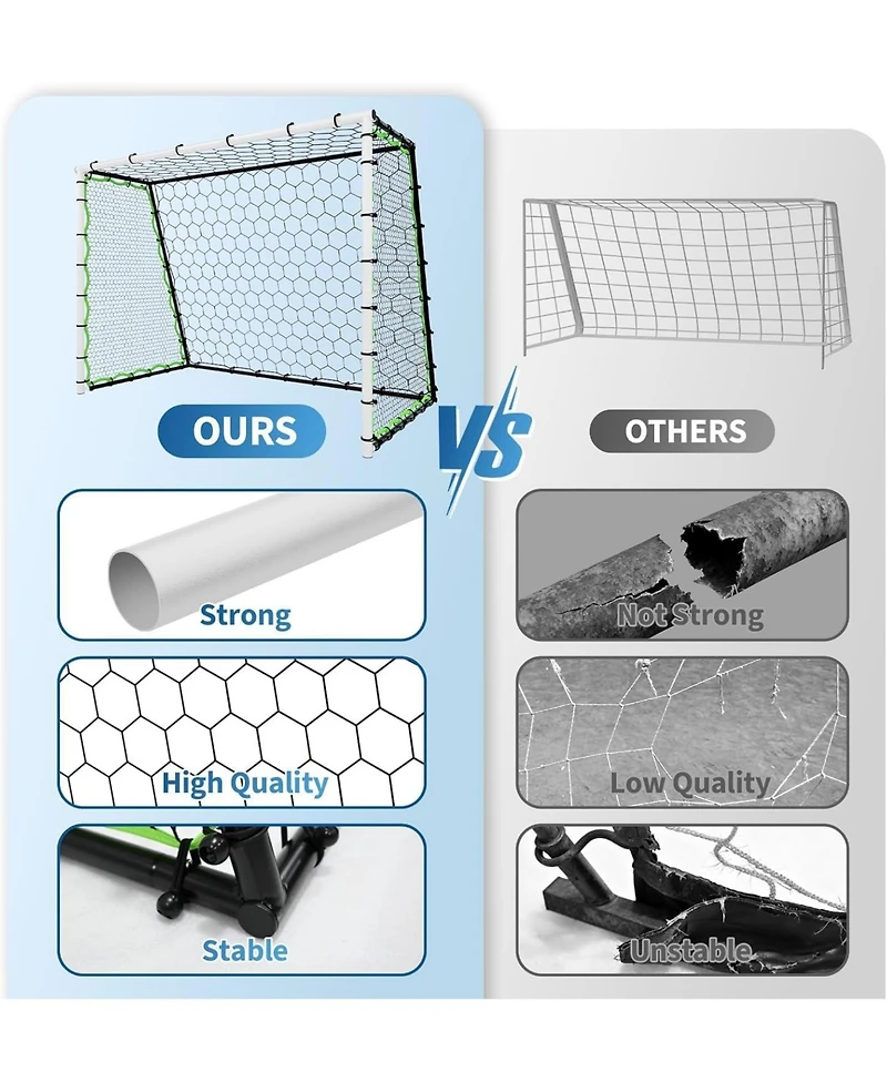 Xo 5-in-1 Soccer Goal , Portable Steel Frame Soccer Net with Rebounder, Collapsible Training Goal for Backyard Practice
